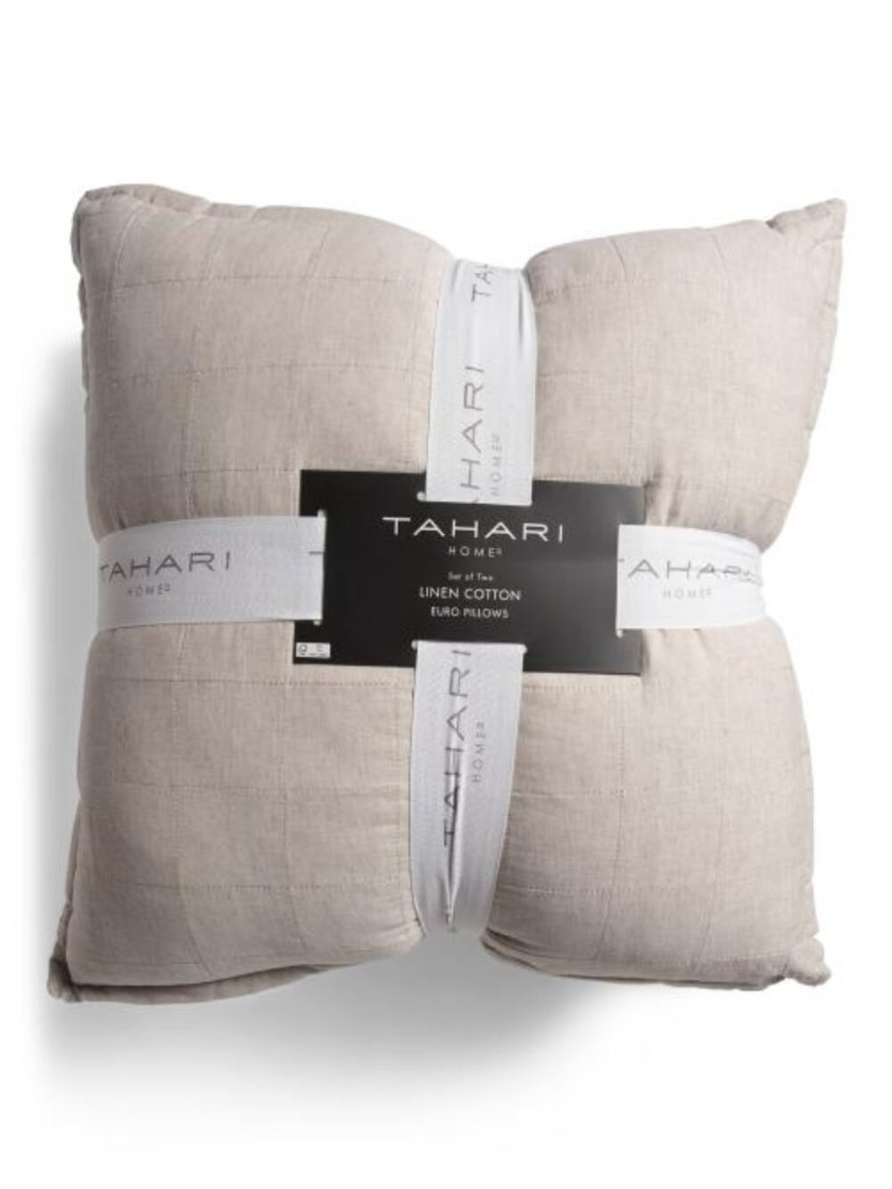 TAHARI HOME Set Of 2 Box Pattern Euro Pillows